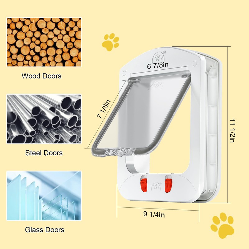 ALUMANI Cat Door for Door, Cat Door with Magnetic Flap,