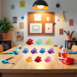 10Pcs Colorful Binder Clips for Office, Multi-Function Paper Clamps, Metal Paper Holders, Plastic Sealing Clips for Bills and Folders, Self-Adhesive Tapestry Wall Hanging Clips, Clamps