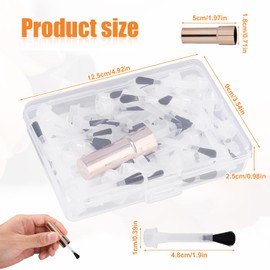 Dip Nail Replacement Brush Kit, 66pcs Nail Polish Brush Replacements with 1 Cap 1 Storage Box Dip Powder Replacement Liquid Brush Fine Soft Bristles Brush for Professional or Amateur Manicurist