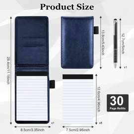 Elezeal Soft Leather A7 Notebook Pocket Refill Notepad Holder Set, Small Memo Note Pad with Calculator, 2 Pcs 40 Sheets Lined 3" x 5" Refills Memo Book Steno Notebooks, 1 x Black ink Pen (10 pack)