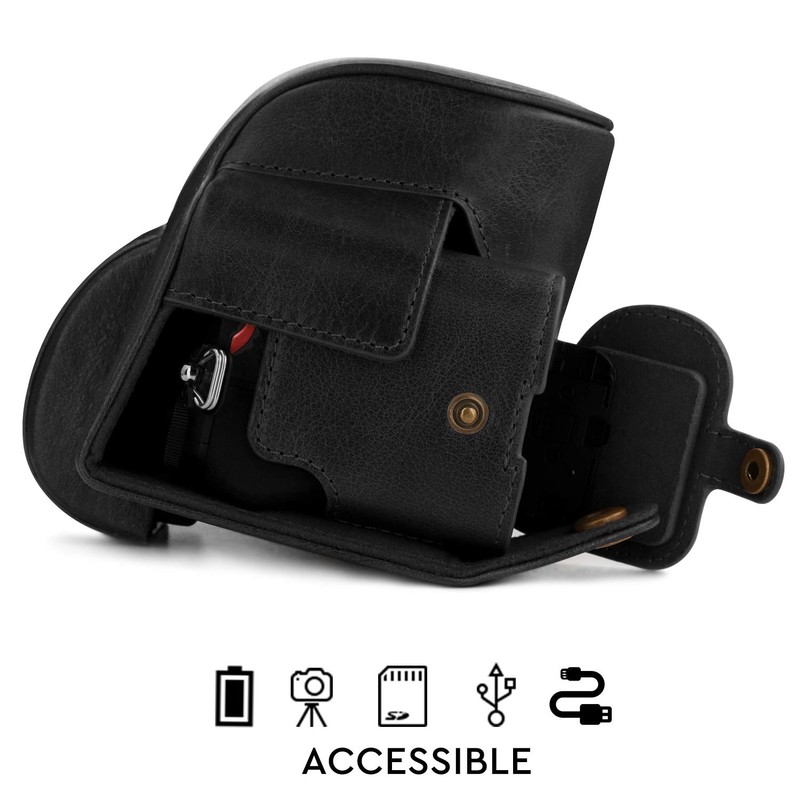 MegaGear Ever Ready MG1813 Black Genuine Leather Camera Case for