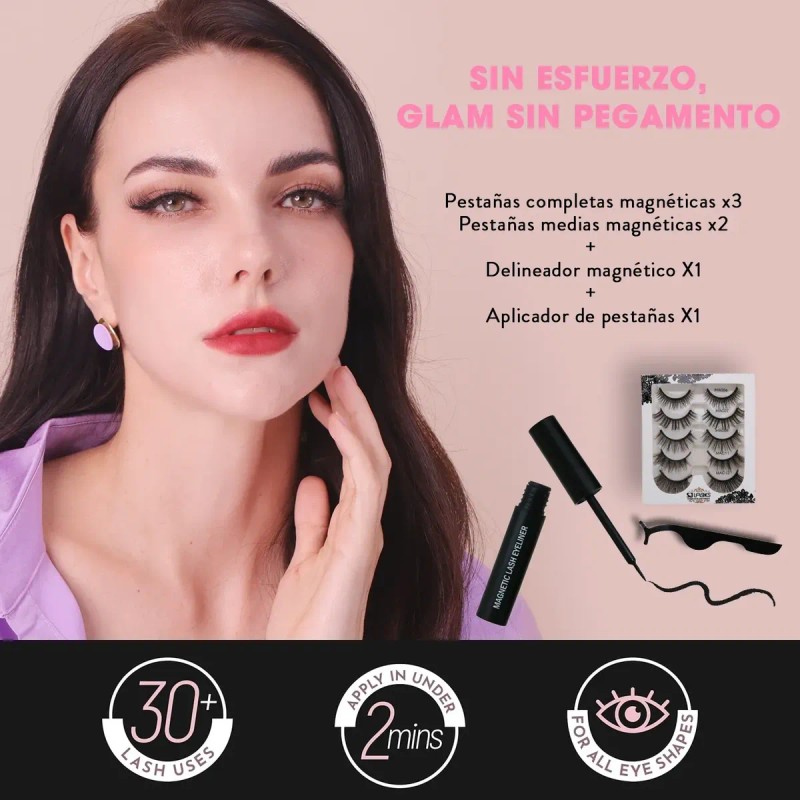 Kit De Pestañas Postizas Magnéticas 5 Pares
