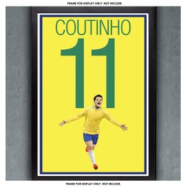 Philippe Coutinho Poster - Brazil Soccer Art