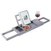 Utoplike Bathtub Tray Caddy Bamboo, Grey Bath Table for Tub