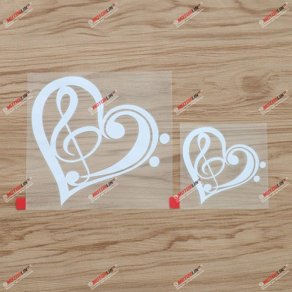 Bass Treble Clef Heart Love Music Decal Vinyl Sticker -