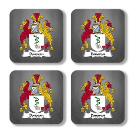 Donovan Coat of Arms/Family Crest Coaster Set, by Carpe Diem Designs – Made in the U.S.A.
