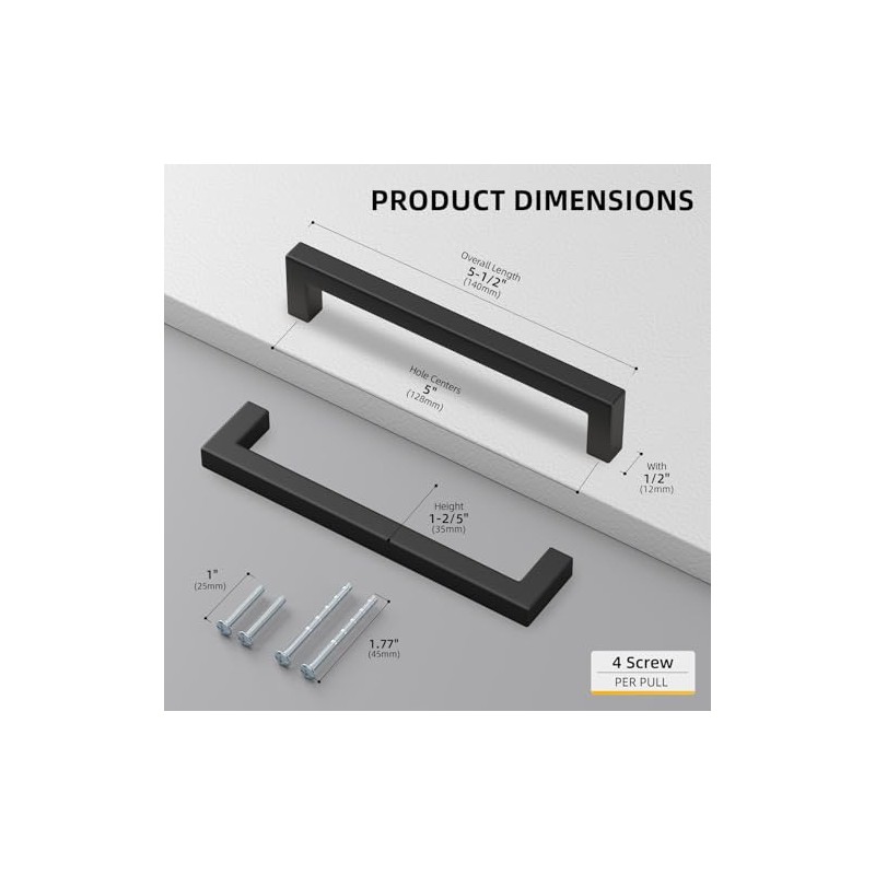 goldenwarm 10 Pack 5 Inch Black Cabinet Handles Kitchen -