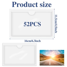 52 Pcs 4" x 6" Self Adhesive Index Card Pockets Label Pockets with Top Open for Loading, Clear Adhesive Pockets Labels Holders for Storage Bins, Library Card, Organizing(Index Card not Included)