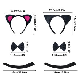 UILYNIU 6 Piece Cat Cosplay Set Cat Costume Cat Costume Children Girls Plush Claw Ears Tail for Children Women Cat Costume Adults for Carnival Party Costume Accessories, black