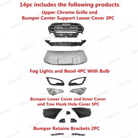 FOFUYEY For EcoSport 2018-21 Upper Grille Grill/Lower Covers/Fog lights /Bumper Brackets