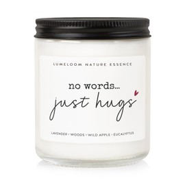 LUMELOOM Sympathy Gifts for Loss of Loved One, Memorial Gifts - 9oz Lavender Scented Soy Wax Candle - No Words Just Hugs, Bereavement, Grief, Think of You, Condolence, Get Well Candle for Women
