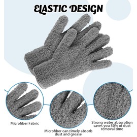 Leaf Cleaning Gloves, 2 Pcs Plant Cleaning Gloves, Reusable and Easy to Clean Microfiber Dusting Glove for Clean House, Blinds, Lamps, Leaf (Gray)