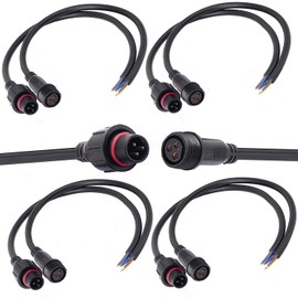 QOFOWIN 3wire Waterproof Connector, 3Pin Male Female Plug LED Connector with 16 AWG IP68 20CM Extension Cable for Car, Boat,Truck,Indoor/Outdoor LED Strip Lights.(3Pin 5Pairs)