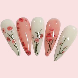 CHANGAR 6 Sheets Flowers Nail Art Stickers Self-Adhesive Colorful Spring Blossoms Floral Nail Decal Flower Leaves Sticker Charm Nail Design for Women Girls Nails Art DIY Decoration