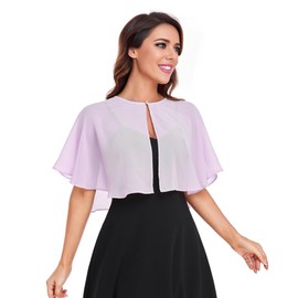 Pukguro Chiffon Shawl for Women Dressy Chiffon Shawl Wraps Shurg Soft Capelets for Wedding Cover Up Capes Lavender