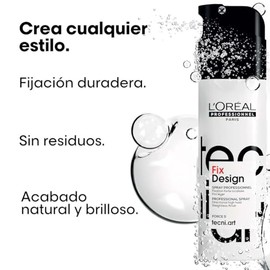 LOreal Professional, Spray Styling Fix Design, Strength 5, Long-lasting fixation and hold  Shiny hair, Anti-Frizz, No residue, Non-sticky  Non-greasy 
