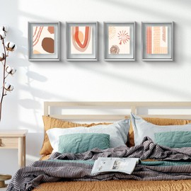 Frametory, 8x10 Floating Picture Frame - Metal Photo Frame - Real Glass - for Wall Mount or Tabletop Displays (Silver, 2 Pack)