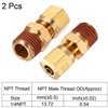 sourcing map Brass Compression Tube Fitting 1/4NPT x 1/4" Tube