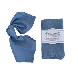 Linen Napkins –100% French Flax – Stonewashed Pure Linen Cloth Napkins - Size 18 Inch x 18 Inch – Set of 4 (Dusty Pastel Blue)