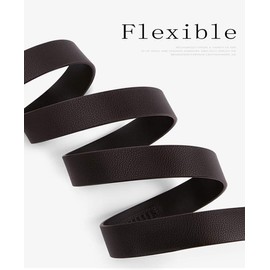 VANNANBA Ratchet Leather Belt for Men Designer Belts for Men with Automatic Buckle Alloy,Trend Fashion with Gift Box, Silver-brown Leather, 36"-39" Waist Adjustable