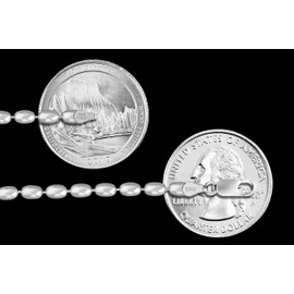 Sterling Silver Italian Oval Ball Bead Chain 3mm 925 Italy Dog Tag Necklace 30"