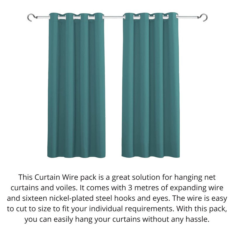 Lizzy 3 Metre Net Curtain Wire with nickel-plated steel sixteen