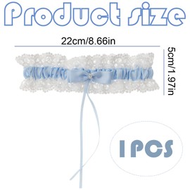 SSuirk Blue Floral Lace Bridal Garter - Stretchable Wedding Garter with Bow and Flower Ornaments, One Size Fits All, Ideal for Bridal Wear and Special Occasions