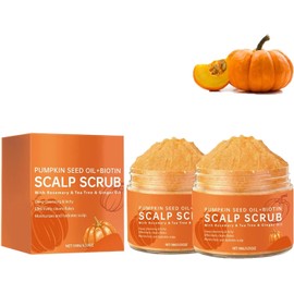 2PC Aceite de semilla de calabaza Exfoliador del cuero cabelludo con biotina y romero, limpieza del cuero cabelludo nutritivo y mantenimiento del cabello saludable 120g