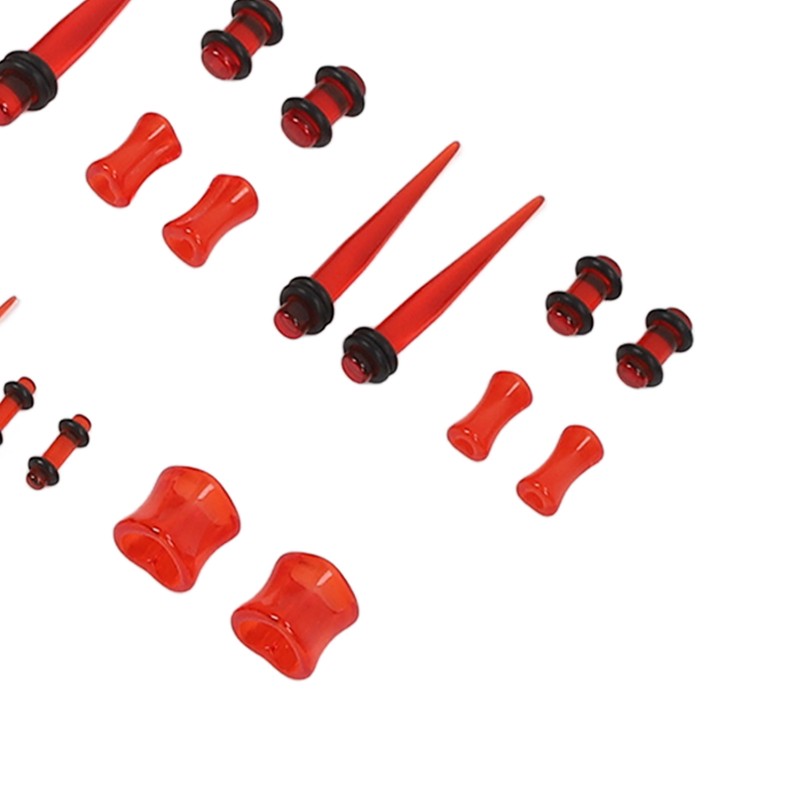 48pcs Ear Stretching Kit Heart Shaped Various Sizes Acrylic Tapers