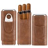 COOL KNIGHT Leather Cigar Case - Cedar Wood Lining Travel