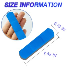200 Pcs Blue Metal Detectable Fabric Bandages Waterproof Adhesive Bulk Sterile Pads Latex-Free for First Aid & Wound Care