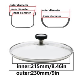 Pastlla 9 Inch Universal Tempered Glass Pot Lid Glass Covers for Frying Pan Wok Pot Skillet, with Insulated Handle and Silicone Dish Sponge