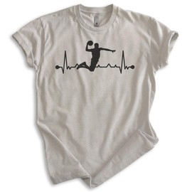 EVERTREE CLOTHING Basketball Heartbeat, Unisex Women's Men's Shirt, I Love Basketball Hoops Sports Lover Player Coach Gift, Light Silk Gray, X-Small