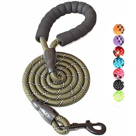 BAAPET 2/4/5/6 FT Dog Leash with Comfortable Padded Handle and Highly Reflective Threads for Small Medium and Large Dogs (5FT-1/2'', Olive Green)