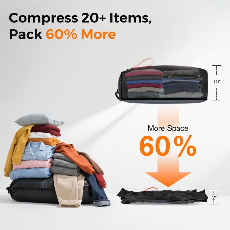 Aerogogo ReZip Vacuum Bags for Travel Luggage Reusable Compression Bags