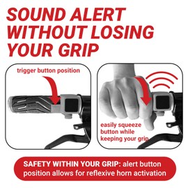 Electric Bike Horn with Quick Trigger Grip Up to 120 db Safety Alert and Rechargeable, Safety Within Grip by Yowl (Black Color for Left Handle)