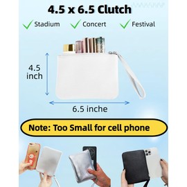 4.5 x 6.5 Clutch Stadium Approved, Leather Coin Purse for Women Wristlet Money Pouches for Cash Car Change with Zipper Lipstick Holder, Extra Small Makeup Bag for Purse Organizer Insert, White