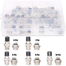 Hilitchi 32-Pieces 6 7 8 9 10 Pin 16mm Thread Male Female Panel Metal Aviation Wire Connector Plug Assortment Kit