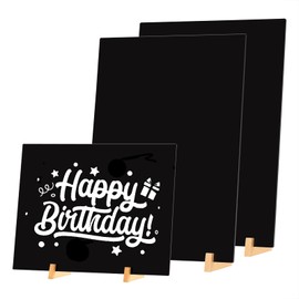 GUOKOFF Chalkboard Signs A4, 2 Pack Black Chalkboard Signs, Table Top Chalkboard, Acrylic Menu Blackboard Message Boards, Blackboard with Wooden Base