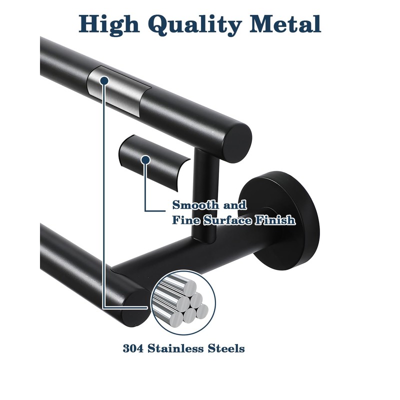 Alise Double Towel Bar Black,28" Towel Rack for Bathroom Wall