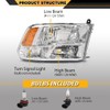CNNELL Front Headlights Assembly Left & Right Pair w/Bulbs Compatible
