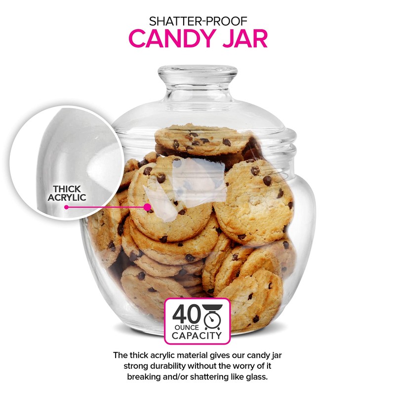 Modern Innovations 40 oz Candy & Cookie Jar with Lid,