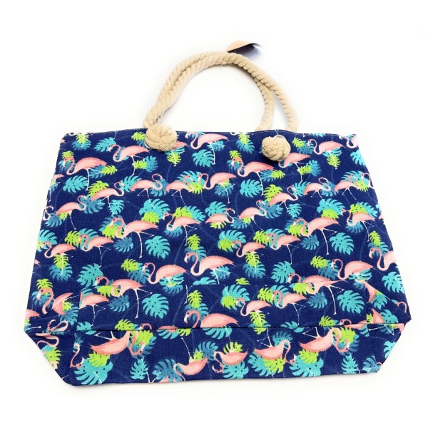 Nollia Tropical Flamingo Beach Tote Bag for Women Zippered Canvas