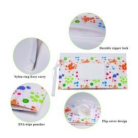 FAREVER Baby Wipe Dispenser, 4 Pack Portable Refillable Wipe Holder, Reusable Lightweight Wipes Holder Container for Travel Wet Wipe Pouch,Geometric