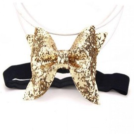 Small Headband Fancy Glitter Ribbon Headband Gold 3ea