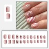 24 Pcs Christmas Pink Press on Nails Short Almond -