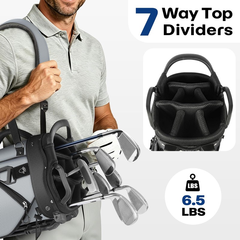 Findway Golf Stand Bag 7 Way, Lightweight Golf Bag for
