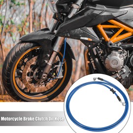 Motoforti Universal 180cm 70.87" Motorcycle Brake Clutch Oil Hose Line Pipe Hydraulic Reinforced Stainless Steel Braided Blue