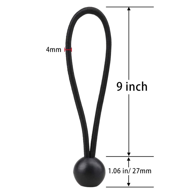 AOPRIE 30 Pack Bungee Balls 9Inches Black Ball Bungee Heavy