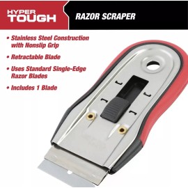 Hyper Tough Razor Scraper with Soft Grip Handle